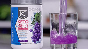 KetoLogic BHB Exogenous Ketones Drink Powder + Electrolytes + Caffeine - Keto Pre-Workout - Patented goBHB® Max Results - Amplify Ketosis, Utilize Fat for Energy (30 Servings) Grape