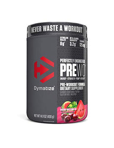 Dymatize PreW.O., Pre Workout Powder with Caffeine, Maximize Energy, Strength & Endurance, Amplify Intensity of Workouts, Cherry Watermelon, 400g