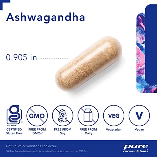 Pure Encapsulations Ashwagandha | Supplement for Thyroid Support, Joints, Adaptogens, Focus, and Memory* | 60 Capsules