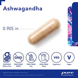 Pure Encapsulations Ashwagandha | Supplement for Thyroid Support, Joints, Adaptogens, Focus, and Memory* | 60 Capsules
