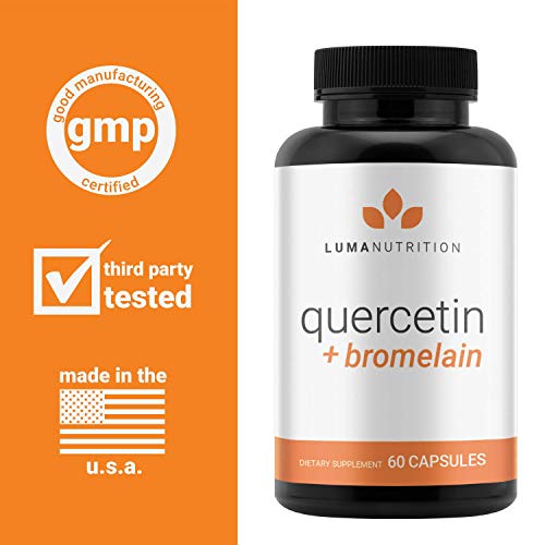 Quercetin 500mg - Quercetin with Bromelain - Powerful Quercetin Supplement - Premium Bromelain Supplement - Cardiovascular Health - Anti-Inflammatory - 60 Capsules