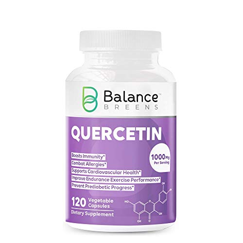 Balance Breens Quercetin 1000mg Supplement - Supports Cardiovascular Health, Helps Improve Anti-Inflammatory, Immune Response & Allergy Support - 120 Vegetable Non-GMO Capsules