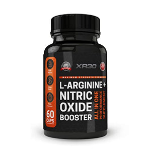 XR30 L-Arginine + Maximum Strength Formula Nitric Oxide Booster - All in One Performance Supplement - 60 Caps