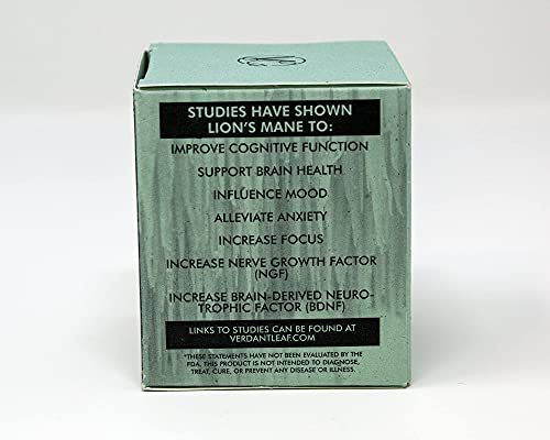 Verdant Leaf Organic Lions Mane Mushroom Supplement – Improves Memory, Recall, Concentration, Mood, Energy, Clarity & Creativity, Immune Boosting, Non-GMO, Vegan, Gluten Free - 60 Capsules