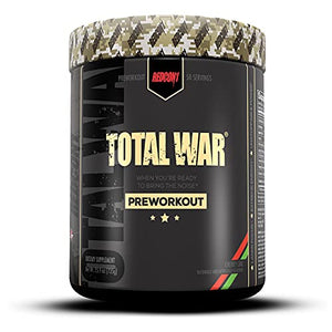 Redcon1 Total War - Pre Workout Powder, 50 Servings, Boost Energy, Increase Endurance and Focus, Beta-Alanine, 350mg Caffeine, Citrulline Malate, Nitric Oxide Booster - Keto Friendly (Cherry Lime)