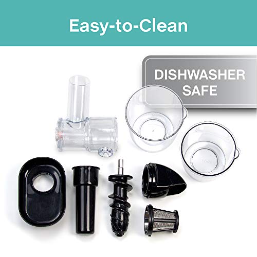 West Bend Juicer Cold Press Masticating Extractor Machine Features Quiet Motor Anti-Clog Reverse Function Nutrient Preserving For Juicing Fruits Vegetables and All Greens, 150-Watts, Red