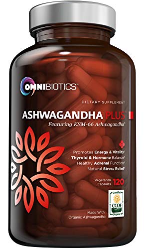 Ashwagandha Organic Capsules Clinical Strength 1300 mg with KSM-66 Ashwagandha Extract - 120 Vegan Capsules - Anxiety Relief, Stress Relief Supplement