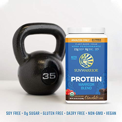 Sunwarrior Warrior Blend - Organic Protein Powder with BCAAs and Pea Protein Powder - Dairy Free, Gluten Free, Soy Free, Non-GMO, Sugar Free, and Keto Friendly Vegan, Plant Based Protein Powder