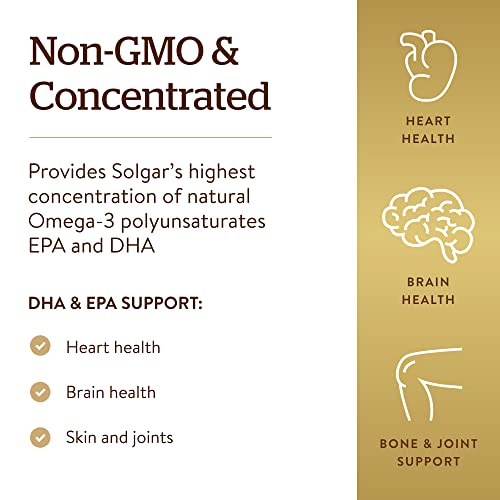 Solgar Triple Strength Omega-3 950 mg, 100 Softgels - Supports Cardiovascular, Joint & Skin Health - Heart Healthy Supplement - Essential Fatty Acids - Non GMO, Gluten Free, Dairy Free - 100 Servings