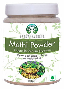 AYURVEDASHREE Fenugreek Seeds Powder 100 Gm I Trigonella foenum-graecum Sd. | Methi Powder | Spice Indian Cuisine | Hair Care | Improves Digestion