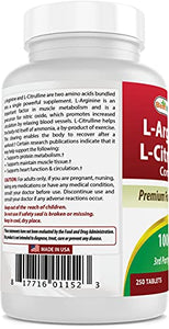 Best Naturals L-Arginine L-Citruline Complex Tablets, 250 Count