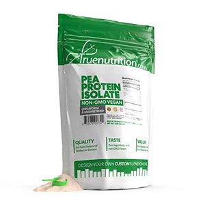 5LBS Unflavored Pea Protein Powder Isolate - Vegan, Low Fat, Lactose-Free, Gluten-Free, Plant Based Protein - Customize Your Protein with Two Free TrueBoost or TrueFlavor Protein Shake Enhancements