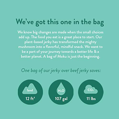 Moku Plant-Based Mushroom Jerky (3 Pack) Vegan Jerky, Gluten-Free, Soy-Free, Non-GMO Vegan Snacks, Vegan Meat No Artificial Sweetener Vegan Food, 2 oz ea (Original, 2 Oz (Pack of 3))
