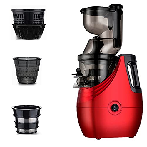 HIZQ Slow Juicer Masticating Juicer Machine, Slow Chewing Juicer, 3-Inch Wide-Groove Cold-Squeezed Juicer for Fruits And Vegetables, High-Yield Vertical Juicer,Red,B