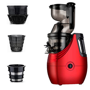 HIZQ Slow Juicer Masticating Juicer Machine, Slow Chewing Juicer, 3-Inch Wide-Groove Cold-Squeezed Juicer for Fruits And Vegetables, High-Yield Vertical Juicer,Red,B