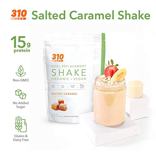Vegan Organic Plant Protein Powder and Meal Replacement Shake - By 310 Nutrition - Gluten, Dairy and Soy Free - 0g of Sugar | Keto and Paleo Friendly… (Salted Caramel, 28 Servings)