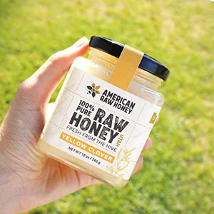 American Raw Honey - Raw Sweet Yellow Clover Honey from Utah, 100% Pure Organic Honey, Fresh from the Hive - Superfood, Gluten Free, Unpasteurized, No Preservatives or Additives (10 oz. / 285g)