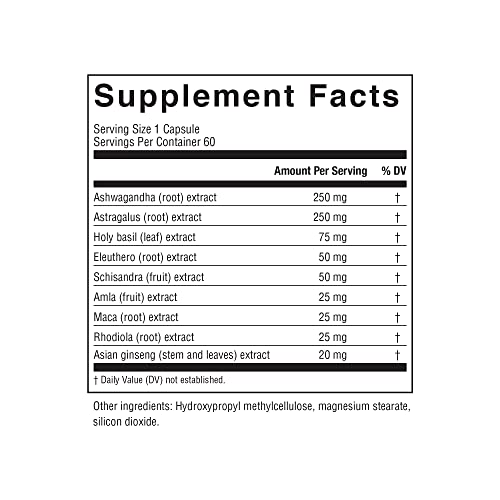 Rainbow Light Adaptogen Complex with Ashwagandha, Astragalus, Ginseng, Maca, Supplements to Support Stress Relief, Energy, Stamina and Immune Health, 60 Vegan Capsules