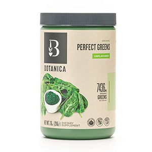 Botanica Organic Unflavored Greens Superfood Powder with Spirulina, Chlorella, Barley & Wheat Grass (27 Servings), No Dairy, Gluten, Soy, Stevia or Added Sugar, Premium Whole Food Ingredients