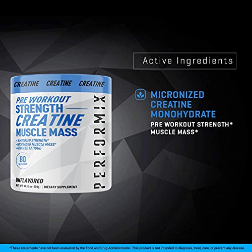 Performix Micronized Creatine Monohydrate - 80 Servings (400g) - for Amplified Strength, Increase Muscle Mass, Reduce Fatigue - Pre-Workout to Power Your Muscle Energy Improving Workout - Unflavored