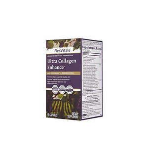ResVitale Ultra Collagen Enhance - Anti Aging Skin Care and Joint Supplement with Hydrolyzed Collagen Peptides, Hyaluronic Acid, Resveratrol, Grape Seed Extract and DERMAVAL™ Bioactive Blend, 90 Caps