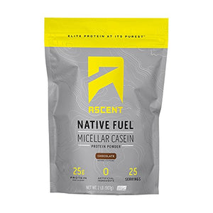 Ascent Native Fuel Micellar Casein Protein Powder, Chocolate, Yellow, 32 Oz