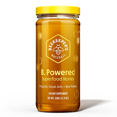 BEEKEEPER'S NATURALS B.Powered - Fuel Your Body & Mind, Helps with Immune Support, Mental Clarity, Enhanced Energy & Athletic performance - Propolis, Royal Jelly, Bee Pollen, Honey (11.6 oz)