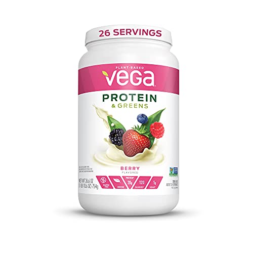 Vega Protein and Greens, Berry, Vegan Protein Powder, 20g Plant Based Protein, Low Carb, Keto, Dairy Free, Gluten Free, Non GMO, Pea Protein for Women and Men, 1.7 Pounds (26 Servings)