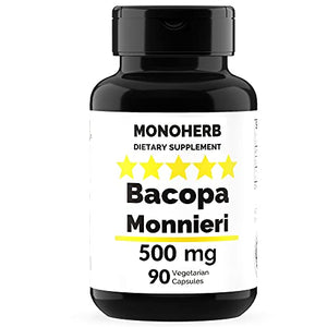 Bacopa Monnieri Extract 500 mg per Capsule - 90 Vegetarian Capsules