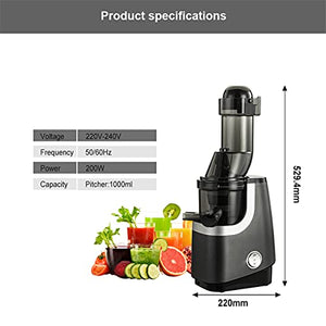 HIZQ Juicer Machine, Slow Masticating Juicer, Wide-Groove Slow Chewing Juicer for High-Nutrient Fruit And Vegetable Juice Cold-Pressed Juicer BPA-Free, Easy To Clean