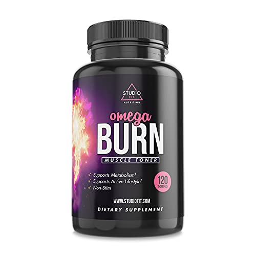 StudioFit Omega Burn Muscle Toner for Women | MCT Oil, L-Carnitine, CLA, Fish Oil & Flaxseed Oil Omegas | Healthy Metabolism, Heart & Joint Function Support | Packaging May Vary | 30 Serv, 60 Softgels