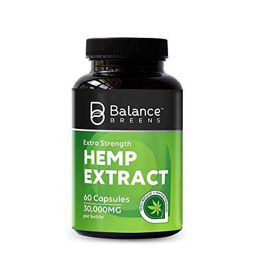 Balance Breens Hemp Extract Capsules 30,000 mg per Bottle- Natural Dietary Supplement for Pain, Stress & Anxiety Relief, Immune Support- Rich in Omega 3-6-9 Fatty Acids - 60 Capsules (1)