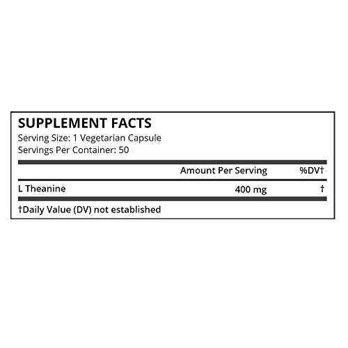 Pure Science L-Theanine Supplement 400 mg – Supports Cognition, Improves Mental Performance and Calms the mind and Reduce stress - 50 Vegetarian Capsules