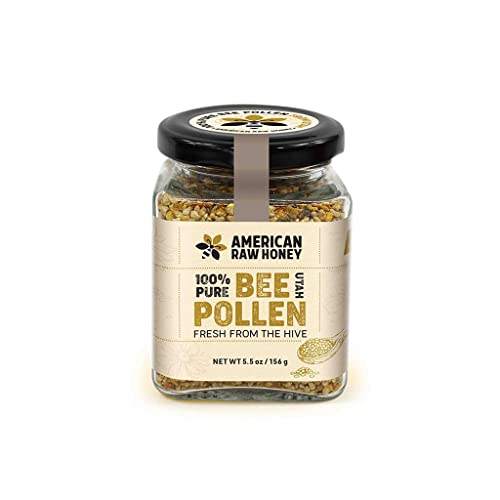 American Raw Honey 100% Pure Bee Pollen - Fresh From the Hive - Organic Bee Pollen, Natural Superfood, Packed with Enzymes, Minerals, Vitamin B - Gluten Free, Strengthens Immunity (5.5 oz. / 156g)