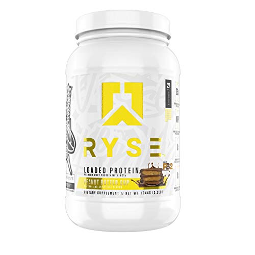 Ryse Loaded Protein | 24-25g Premium Whey Protein | MCT Healthy Fats | 2 pounds | Organic Prebiotic Fiber | Low Carbs and Low Sugar | Easy Mixing – Amazing Taste (Peanut Butter Cup)