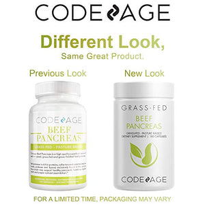 Codeage Grass Fed Beef Pancreas Supplement Glandulars - Freeze Dried, Non-Defatted Desiccated Beef Pancreas Pills – Pancreatic Enzymes Diet Meat - Pasture Raised Argentina Beef Vitamins - 180 Capsules