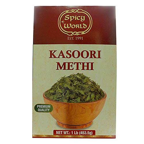 Spicy World Kasoori Methi 1 LB Bulk Pack - Fenugreek Leaves Dried - All Natural from India (1 Pound, 16 Ounce)