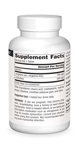 Source Naturals L-Arginine L-Citrulline Complex 1000mg Essential Amino Acid Supplement - 60 Tablets 