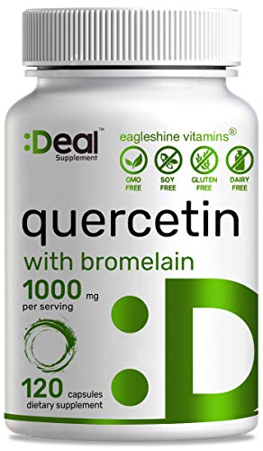 Quercetin 1000mg 2-1 Formula, Bromelain with Quercetin Supplements, 120 Capsules | Anti-Oxidant and Anti-inflammatory- Support Healthy Immune Response for Men and Women