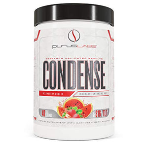 Purus Labs Condense Melonberry Cooler Endurance Enhancing Pre-Workout Powder – Caffeine for Energy – Beta-Alanine – Great Pumps – Clean Energy – Nitric Oxide Boosting – Zero Dyes – Full 40 servs