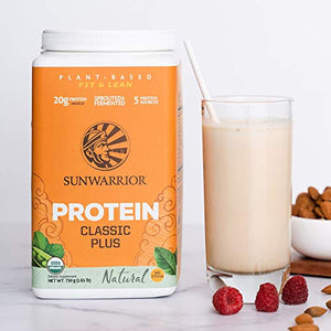 Sunwarrior - Classic Plus, Vegan Protein Powder with Peas & Brown Rice, Raw Organic Plant Based Protein (30, Natural)