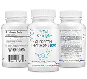 Quercetin Phytosome 500 | 500mg Quercetin Phytosome | Cellular Health, Cardiovascular Support & Antioxidant | Anti-Aging Longevity Support