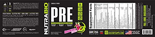 NutraBio PRE Workout Powder - Sustained Energy, Mental Focus, Endurance - Clinically Dosed Formula - Beta Alanine, Creatine, Caffeine, Electrolytes - 20 Servings - Dragonfruit Candy