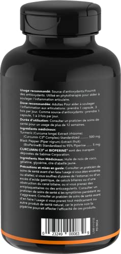 Turmeric Curcumin C3 Complex 500mg, Enhanced with Black Pepper & Organic Coconut Oil for Better Absorption; Non-GMO & Gluten Free
