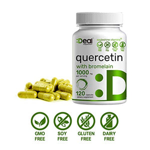 2 Pack Quercetin 1000mg 2-1 Formula, Bromelain with Quercetin Supplements, 120 Capsules | Anti-Oxidant and Anti-inflammatory- Support Healthy Immune Response for Men and Women