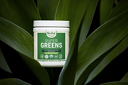 Super Greens | #1 Green Superfood Powder | 100% USDA Organic Non-GMO Vegan Supplement | 20+ Whole Foods (Spirulina, Wheat Grass, Barley), Probiotics, Fiber & Enzymes (Original, 30 Servings)
