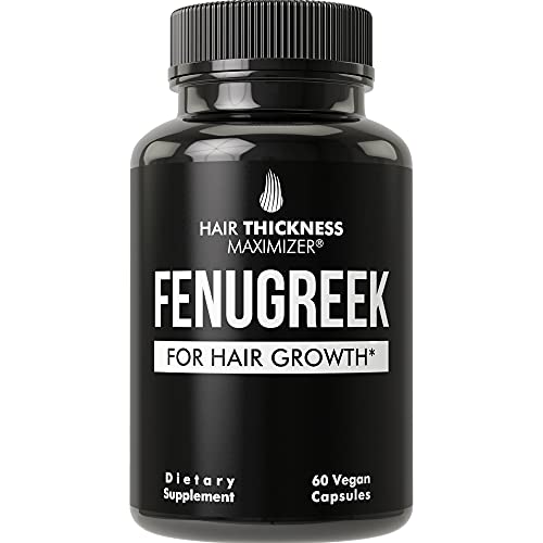 Organic Fenugreek Vegan Capsules. Hair Growth Vitamins Supplement for Women and Men for Hair Loss and Thinning. Hair Regrowth Natural Pills. Gluten Free Pure Extract Seed Powder Tablets