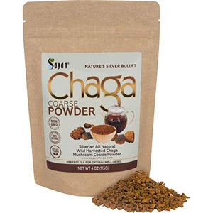 Sayan Siberian Raw Coarse Chaga Powder 4 Oz (113g) - Wild Forest Mushroom Tea, Powerful Adaptogen Antioxidant Supplement, Support for Immune System, Digestive Health and Helps Inflammation Reduction