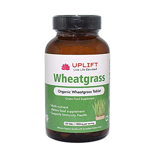 Uplift Wheatgrass Organic Tablet- 120 Count| 1000mg,100% Pure and Natural, Herbal Supplement for Energy, Immunity & Detox, Vitamins & Nutrient Dense