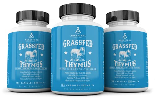 Ancestral Supplements Grass Fed Thymus Extract (Glandular) — Supports Immune, Histamine, Allergy Health (180 Capsules)